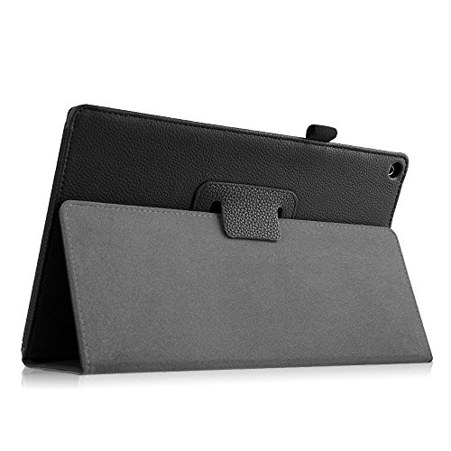 Fintie Fire Hülle Amazon Fire HD 10 Zoll (5. Generation – 2015 Modell) Tablet – Folio Kunstleder Schutzhülle mit Ständerfunktion und Auto Sleep / Wake Funktion, Schwarz - 6