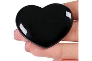 AWARDSEN 45 mm Black Obsidian Crystal Heart, Big Healing Crystals Stone, Natural Love Hearts Gemstones, Pocket Palm Stones for Anxiety Relief, Crystal Gifts for Women, Valentines Day Gifts for Her