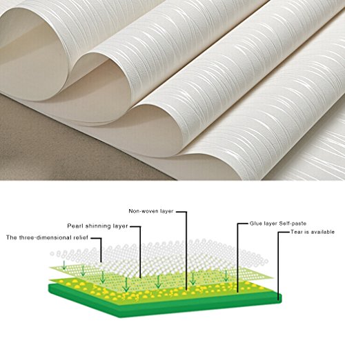 KINLO® Vliestapeten Wohnzimmer selbstklebend Beige 5mX53cmx0.092cm (LxBxH) für wohnzimmer Wandaufkleber Kinderzimmer Vliestapeten 3D Effekt Wandtapete aus Top Qualitaet Vlies keine Geruch Schlafzimmer Wandtatoo 10 Jahren Lebensdauer fototapete wallpaper - 6