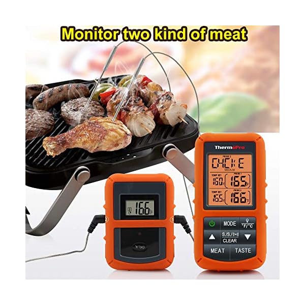 ThermoPro Digitales Funk-Grill-Bratenthermometer Grillthermometer Ofenthermometer BBQ Wireless Thermometer mit 2 Temperaturfühlern für BBQ, Ofen und Grills usw. – Bild 4