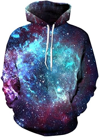 Sanrense Galaxy Hoodie Men Colourful HD 3D Printed Pullover Unisex Long Sleeve Funny Christmas Patterned Sweatshirts for Teens Jumpers
