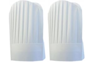García de Pou 10 Unités - Toques Continental Chefs Round Top 31 cm Blanc Airlaid