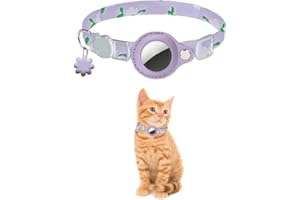 PF DOGGY TAKE CARE OF HIM PF Doggy Collar Gato Antiestrangulación con Hebilla para Seguimiento GPS Apple AirTags, Collar para Gato con Diseño Rosa con Flores, Collar Gato- AirTag No Incluido