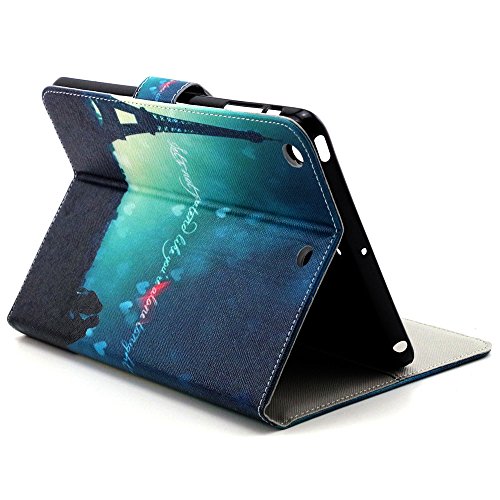 iPad Mini 3 Hülle, Deenor Night tower Pattern PU Leder Abdeckung Stand Flip Schutzhülle Hülle für Apple iPad Mini 1/2/3 Generation. (Night tower) - 4