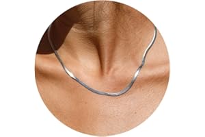 Hipwope 14K Gold/Silver Plated Snake Chain Necklace，Herringbone Necklace For Women Gold Filled Flat Chain Necklace for Women Girl Gifts Jewelry Adjustable Necklace 3/5MM(W) 16"/18" 20"/22"/24"(L)