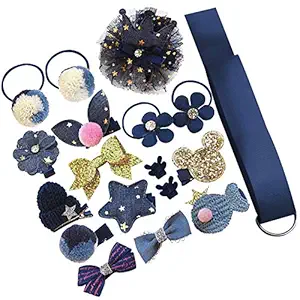 Bembika Set of 18 Hairclips Hairpins Headwear Accessories for Girls Best Birthday Gift (Blue)