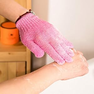 ULTNICE Exfoliating Bath Gloves for Body Scrub Exfoliator 4 Pairs - Image 3