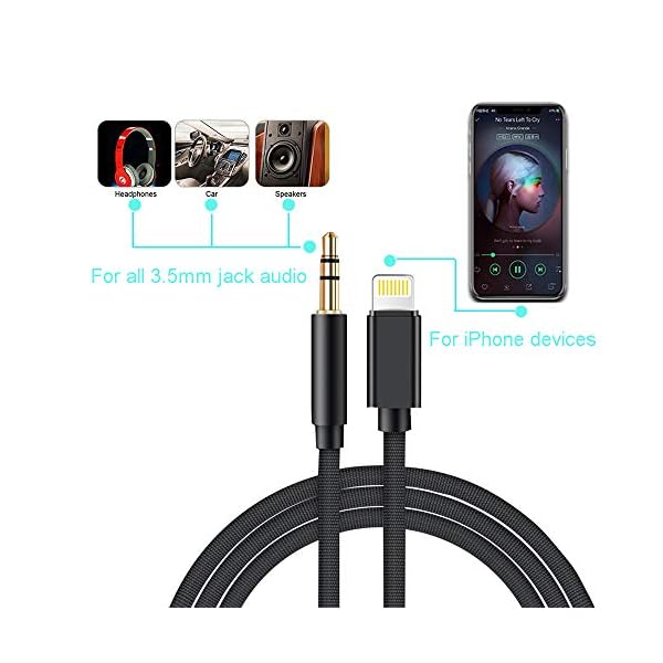 Goingaux Auto AUX Kabel für iPhone, Aux Kabel auf 3,5mm Premium-Audio für iPad, iPod, iPhone8/17+/X,Home/Auto-Stereoanlagen,Kopfhörer – Bild 3