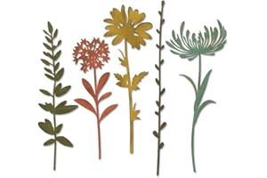 GOWXS 5 troqueles de corte de tallos de flores silvestres para hacer tarjetas, plantillas de corte para bricolaje, álbumes de recortes, álbum de fotos, troqueles de papel decorativos en relieve para hacer