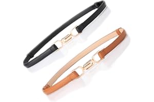 YIWEIYA Womens Faux Leather Skinny Belt Skinny PU Leather Adjustable Slim Thin Waistband Belts with Metal Buckle for Ladies Jean Dress Slim Belt
