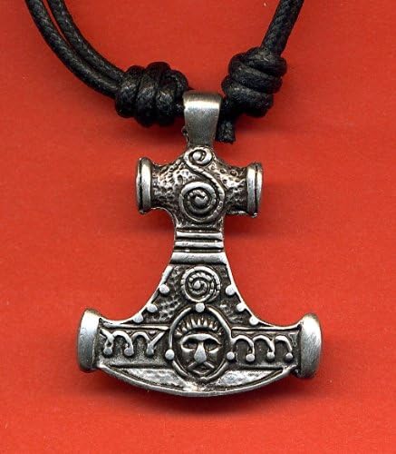 Cornwall Art Prints Pewter Viking Thor's Hammer Pendant on Long Cord Necklace