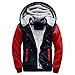Produktbild Herren Winterjacke,Moonuy Herren Boy M-5XL Hoodie Winter Warm Fleece Reißverschluss Pullover Charme Stilvolle Jacke Patchwork Hot Outwear Baumwollmantel in grau, rot, schwarz (Rot, M)