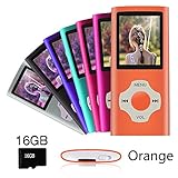 Ueleknight Lecteur MP3 MP4 avec Carte Micro SD 16G, Lecteur de Musique Numérique Portable/Vidéo/E-Book/Visualisation d'images, Lecteur de Musique économique avec écran de 1,8 Pouces -Orange