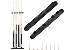 WENRERO 2 Stück Pool Queue Rack Billard Pool Wandhalterung 40 * 4.8 * 3.3CM Snooker Pool Cue Wall Mounted Rack Billard Queue Halter mit 4 Schrauben Schwarz Holz Queue Wandhalterung für Billardraum