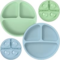 BBLUV Ensemble Yumi Cuillère Et Assiette Silicone Anti-Renversement Bleu Ciel Pour Tout-Petit