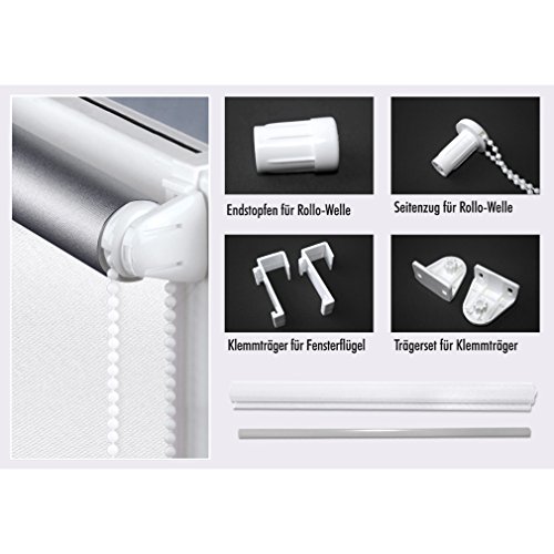 SHINY HOME® Verdunklungsrollo Lichtblick Klemmrollo 100x230cm Fensterrollo Sonnenschutzrollo Klemmfix ohne Bohren inkl Klemmträger Weiß - 4