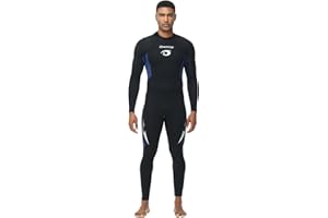 Owntop Muta Uomo 3/2mm Intera, Muta Invernale a Maniche Lunghe Ultra-Stretch, Zip Posteriore Muta da Surf e Immersioni in Neoprene per Adulti