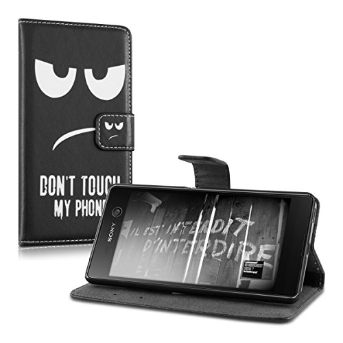 kwmobile Funda para Sony Xperia M5 - Carcasa de  Cuero sint  tico  con dise  o Don t Touch my Phone - Case con  Tarjetero 