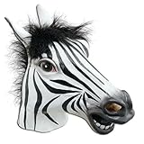 JRing Full Head Zebra Maske Latex Tier Gruselig Halloween Cosplay Party Kostüm, Gummi Masken-Männchen-One Size (Zebra)