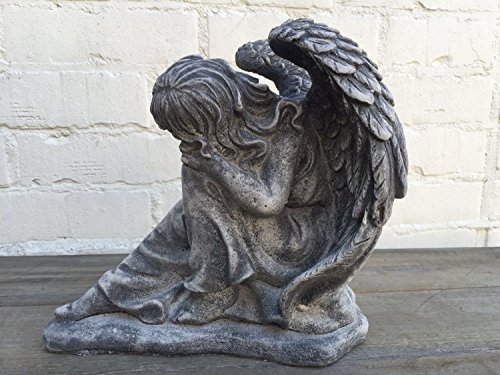 Steinfigur Figur Skulptur Garten Deko Grabfigur Engel frostfest 25 cm 6,4 kg - 3