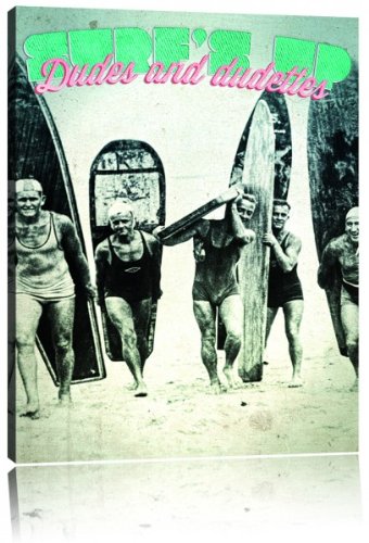Surfs up canvas picture painting on canvas, huge XXL Pictures completely framed with stretcher, art print on wall picture with frame, cheaper than painting or an oil painting, not a poster or billboard, size: 80x60 cm