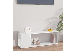 Pxznbe Tavolo Porta TV 100x24x32 cm Bianco Lucido Truciolato Design Elegante e Classico Mobile TV Piano d'appoggio Pratico per Esporre Oggetti Decorativi Supporto TV Soggiorno Ampio Spazio