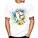 Produktbild JIANGfu 2018 Herren Fußball Print Kurzarm Shirt  Men Rundhalsausschnitt Slim Fit Short Sleeves Personality Kleidung Herren atmungsaktiv T-Shirt Vest Blouse (Weiß, 4XL)
