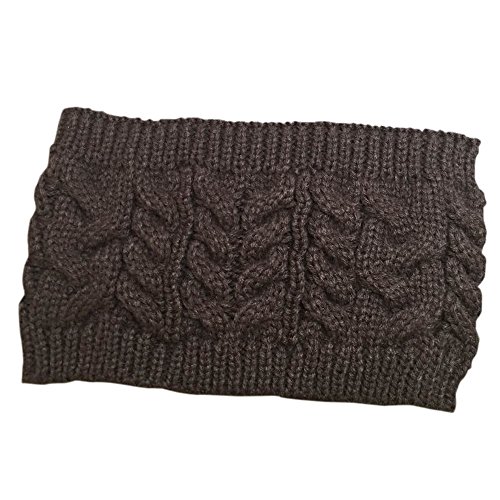 Twist Style Woolen Knit Crocheted Hat Headgear Headband Head Wrap for Winter Lady Women Brown