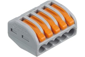 Wago 222–415 5-Port Levier Bornes Connecteurs – Gris (lot de 5)