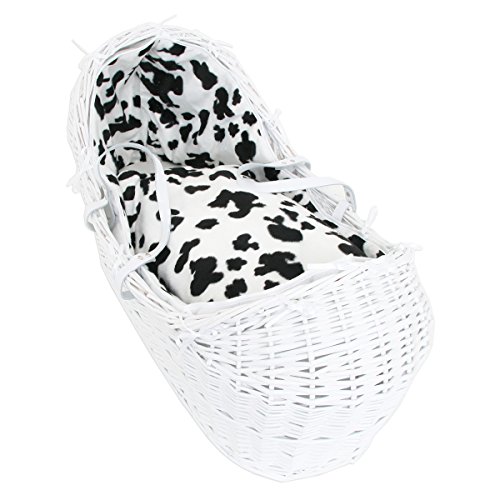 Isabella Alicia Born To Be Wild Cow Izzy Pod Moses Basket (White)