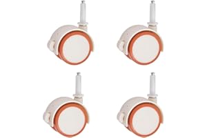 HCHES 4er Set Rollensatz Gummil Räder Lenkrollen mit Bremse Weiß Leise Möbelrollen Klein Doppelrollen mit Hülse Stift Für Trolleys Babywiege Blumenständern