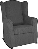 Sillón balancín madera maciza tapizado color gris arena. 100x78x84cm. Envío montado.
