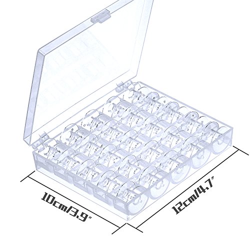 Mudder 25 Stück Transparent Plastik Nähmaschinen Spulen mit Maßband und Box für Brother Singer Babylock Janome Kenmore - 3