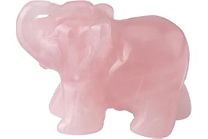 DISNACE Rose Quartz Elephant Ornament, Pink Aventurine Healing Crystal Gemstone Reiki Statue, Natural Rose Quartz Elephant Figurine, for Home Desk Decor Good Luck Gift