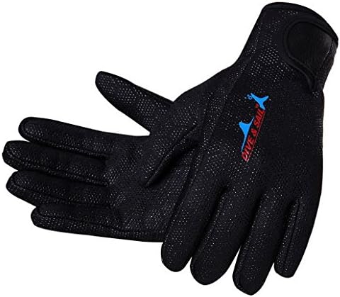Evedaiy Men's Premium Neoprene Wetsuits 1.5MM Neoprene Gloves Scuba Diving Five Finger Glove for Snorkeling,Kayaking,Spearfishing,Sailing,Scuba Diving,Rafting