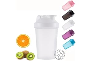 zukent Protein Shaker Bottle Water Bottle with Stainless Steel Mixball Leak-Proof Protein Shakes BPA Free Mixer Shaker Bottle Milkshake Cups for Fitness Sports Gym for Men and Women - 400ml