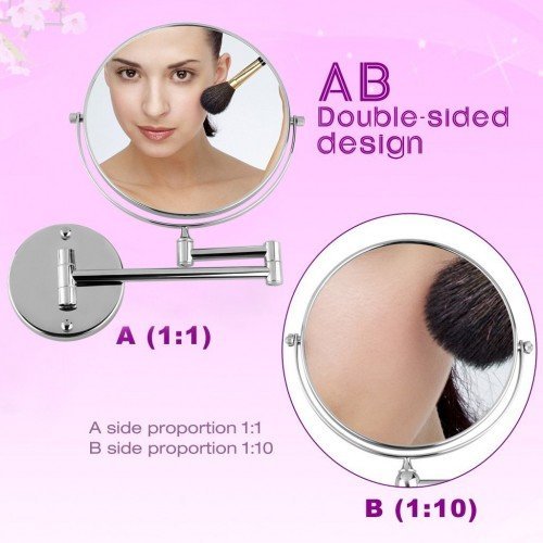 Home Care Wholesale® Badezimmerspiegel mit Verlängerung Arm – Wand montierten Rasier- und Kosmetikspiegel (doppelseitig mit Vergrößerung) - 3
