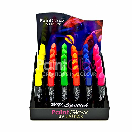 PaintGlow - UV Neon Lipstick Set of 6 colours - Super Bright UV Glow - Clubbing, festival