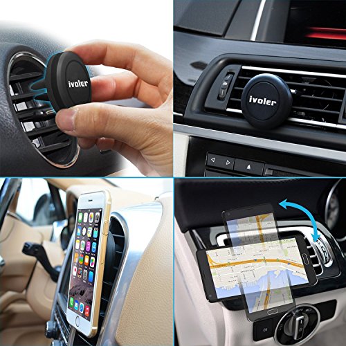 [2 Pezzi] iVoler Super Mini Supporto Auto Smartphone Magnetico Porta Cellulare Auto del Ventilatore Universale per iPhone X / 8 / 8 Plus / 7 / 7 Plus / 6(s) / 6(s) Plus / SE / 5s / 5, Samsung Galaxy S9 / S9+ / S8 / S8+ / S7 / S7 Edge / S6 / S5 / J5 / A5, Asus Zenfone 3 / 4, Huawei, Google Nexus, LG, Nokia, Blackberry, Xiaomi, Lenovo, HTC, ecc. - Nero