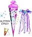 Produktbild 3-D Glitzer Effekt _ ! - Schultüte - " Pegasus / Pferd - Einhorn " - 85 cm - 6 eckig - incl. große SCHLEIFE - Organza & Glimmer Abschluß - Zuckertüte Roth - mit Holzspitze - für Mädchen / Geschenktüte - Pferde - Einhörner - rosa Blumen & Ranken