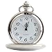 Produktbild Cuitan Unisex Retro Taschenuhr mit etwa 37,5cm Halskette Kette, Polierte Oberfläche Zeiger Arabische Ziffern Quarzwerk Kettenuhr Umhängeuhr Pocket Watch für Herren und Damen - Silber