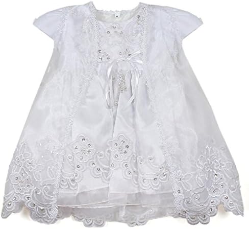 FreshbaffsHighly Detailed Baby Girl's 3pc Christening Gown with Cape and Hat