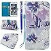 Produktbild EUWLY Lederhülle für [iPhone 6S Plus/iPhone 6 Plus], Diamant Bling Strass Hülle Luxus Bling Bunte Ledertasche Handytasche Flip Case Cover iPhone 6S Plus/iPhone 6 Plus Lanyard Strap Glitzer Glänzend Leder Wallet Tasche Kartensteckplätze Leder Magnetverschluss Hülle Brieftasche im Bookstyle Hülle Ledertasche Folio Klapphülle Handyhülle Kartenfächer Standfunktion Karten Slot Schutzhülle für iPhone 6S Plus/iPhone 6 Plus + Blau Eingabestift-Schmetterling