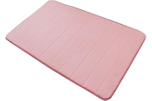 VSUSN Non-Slip Memory Foam and Microfibre Bathroom Mat, Microfibre, pink, 50 x 90 cm