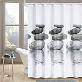  JYJYSTHA Weiße Duschvorhangform Proof Resistant Waschbar Wasserdichte Badvorhänge mit gewichtetem Saum für Badezimmer, einschließlich Haken, Grauer Stein, 260x200 cm