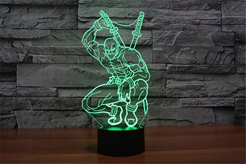SmartEra® 3D Optical Illusion Mercenary Deadpool Nacht Dekorative Beleuchtung touch-Tasten 7 Farben ändern Decor LED Lampe - 3