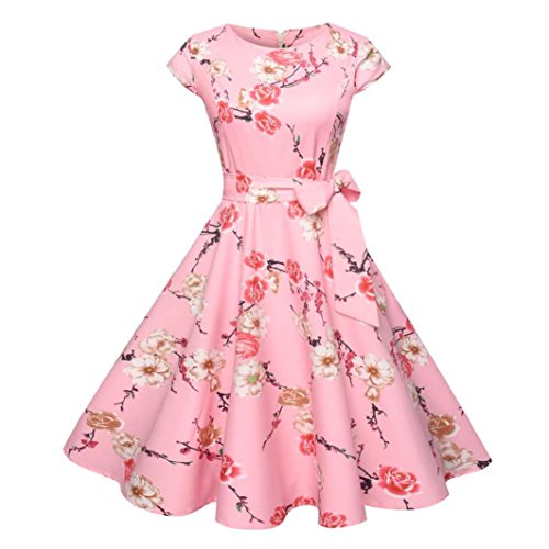 Mode Femmes Dames Dentelle en Mousseline de Soie Au-Dessus du Genou Mini Robe Robe de Fête Lâche Tefamore (S, Z-Rose)