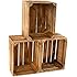 3er Set alte Vintage Holzkiste - geflammt / gebrannt - Obstkiste / Weinkiste
