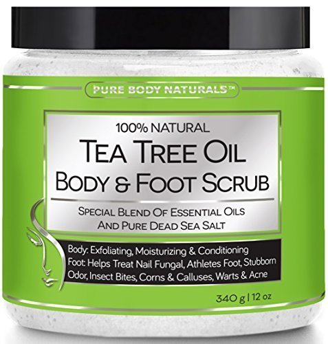 Pure Body Naturals Tea Tree Oil Body And Foot Scrub, 12 Oz. (1 Pack)