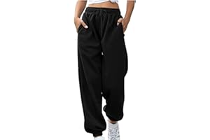 GÉNÉRIQUE Pantalon Jogging Femme Large Pantalon de Sport Taille Élastique Pantalons Survêtement Décontracté Taille Haute Bas de Training Ample Couleur Unie Pants Running Fitness Yoga avec Poches